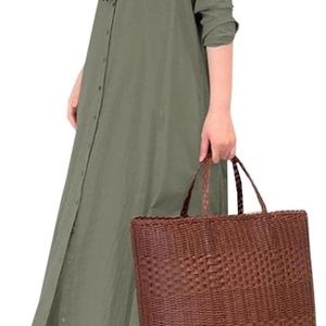 3/$15 green linen shirtdress